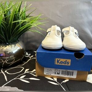 Keds Toe Cap T-Strap White Leather